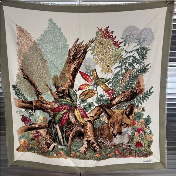 Les Copains Fringe Fox Nature Print Scarf Wrap - Picture 6 of 8